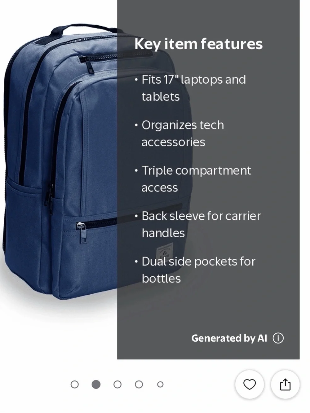 Everyday Navy Backpack with Multiple Compartments